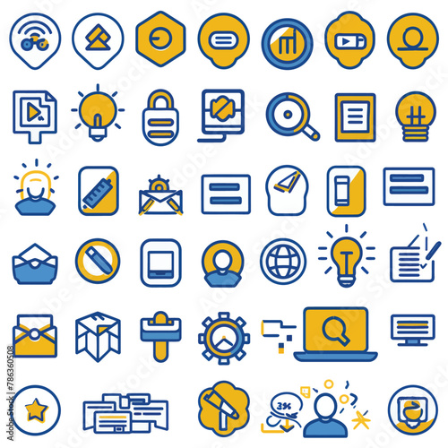 a bunch of different icons that are on a white background