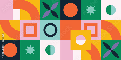 Geometric pattern simple shapes vector illustration colored seamless pattern for corporate identity banner poster packaging