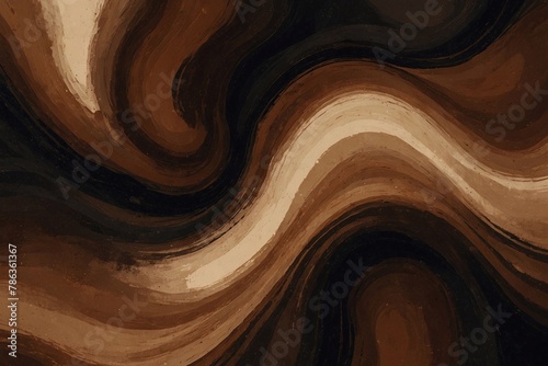 Brown and black acrylic paint swirls merge in a textured background,  creativity and inspiring dynamic artistic visions photo