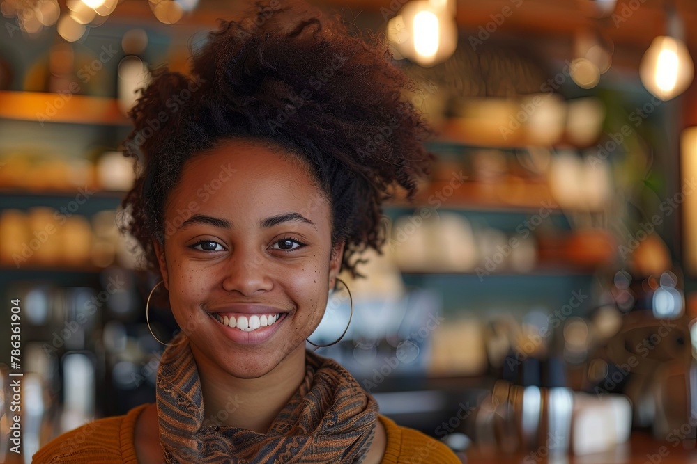 Portrait of a smiling young woman in cafe Portrait of a smiling young woman in cafe