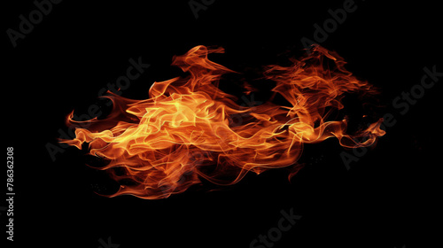 Fire Flame Isolate On Black Background. Burn Flames  © Natia
