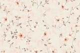 Elegant Pink Floral Pattern with Leaves on Beige Background for Seamless Wallpaper Design