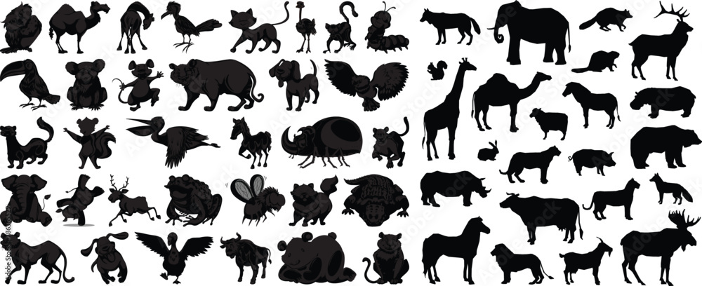 Obraz premium animal silhouette vector set illustration