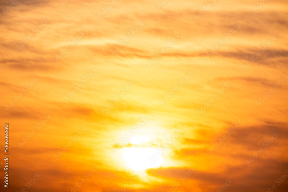 Beautiful , luxury soft gradient orange gold clouds and sunlight on the blue sky perfect for the background, take in everning,Twilight, Large size, high definition landscape photo