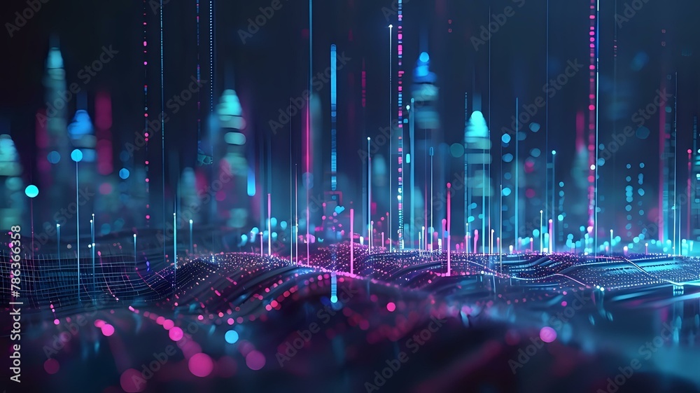 Fototapeta premium Illuminated Data Pulse in Urban Environment