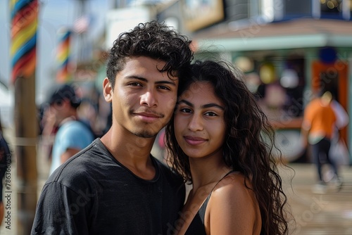 Portrait of a young couple on the boardwalk © NikoG