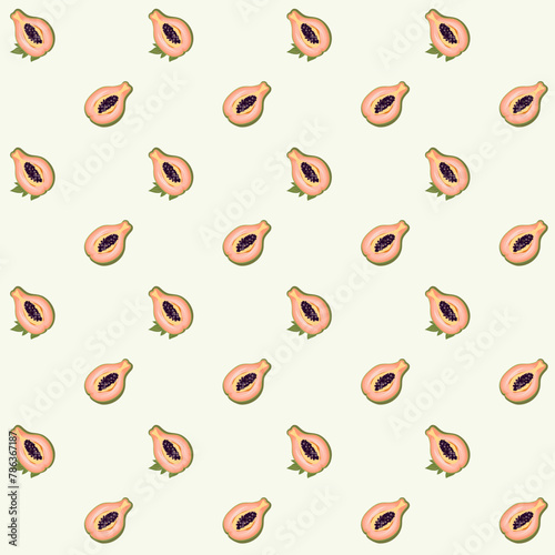 seamless pattern with papaya, exotic fruit