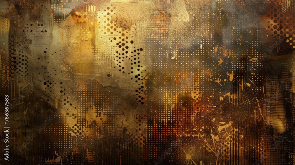 Obraz premium Background featuring grunge elements with a worn metallic texture and abstract halftone design