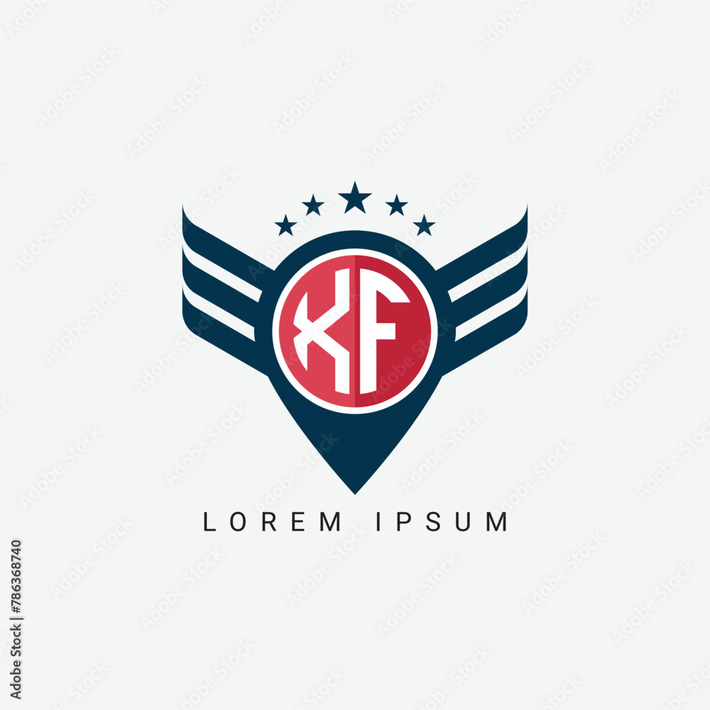 Fototapeta premium Luxury XF FX Letter Wing with Shield Logo template