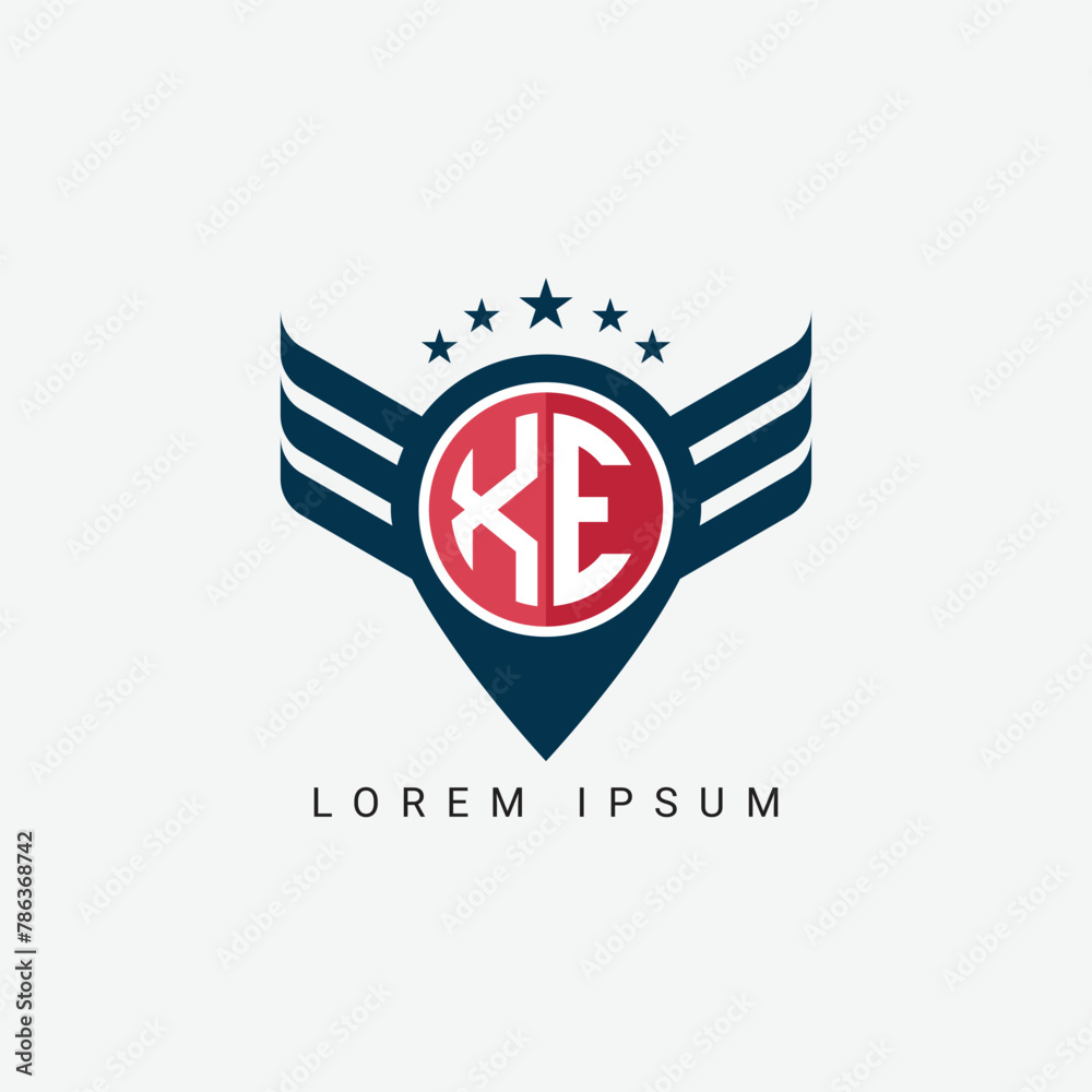 Fototapeta premium Luxury XE EX Letter Wing with Shield Logo template