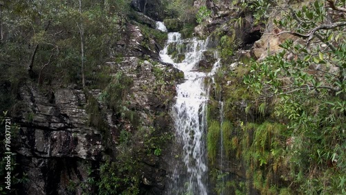 Loquinhas Waterfall in Brazil. Aerial View photo