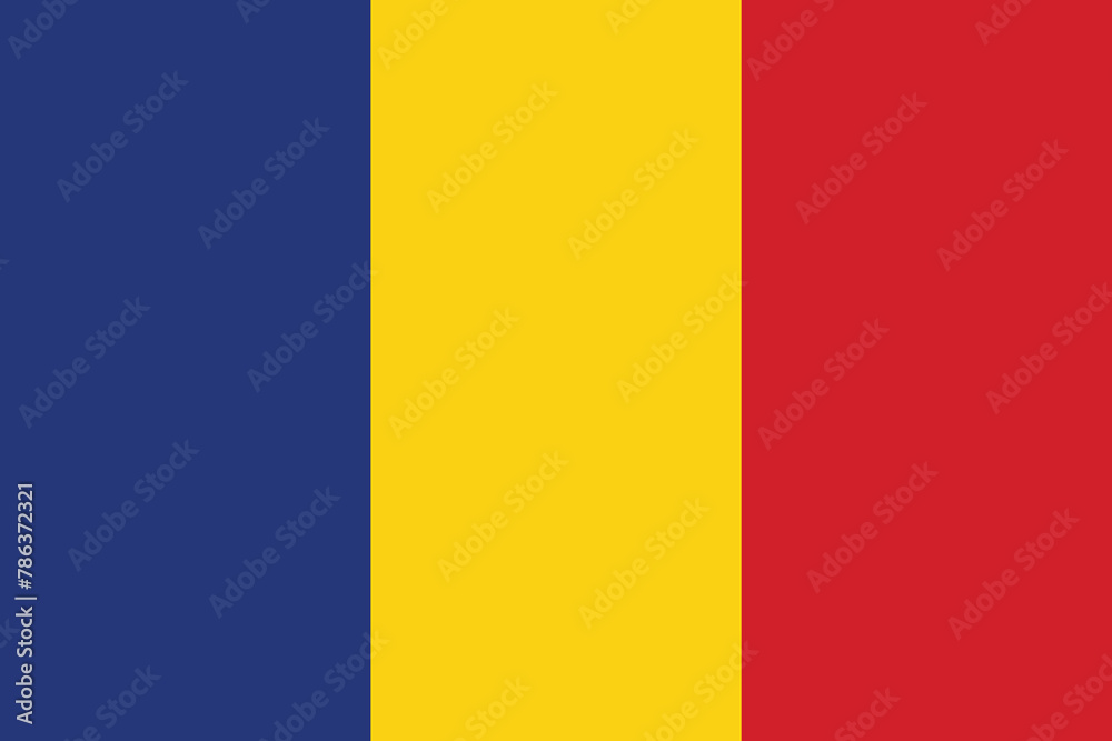 Fototapeta premium National flag of Romania original size and colors vector illustration, drapelul Romaniei by president Ion Iliescu, romania flag tricolor and Romanian flag