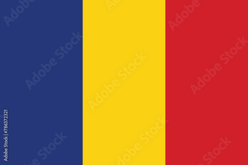 National flag of Romania original size and colors vector illustration, drapelul Romaniei by president Ion Iliescu, romania flag tricolor and Romanian flag photo