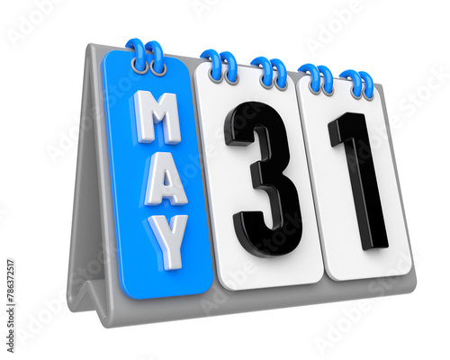 31 May Calendar 3D Render