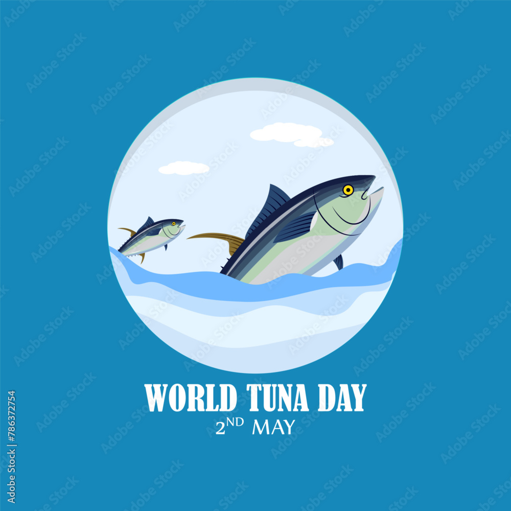 Vector illustration of World Tuna Day social media feed template Vector illustration of World Tuna Day social media feed template