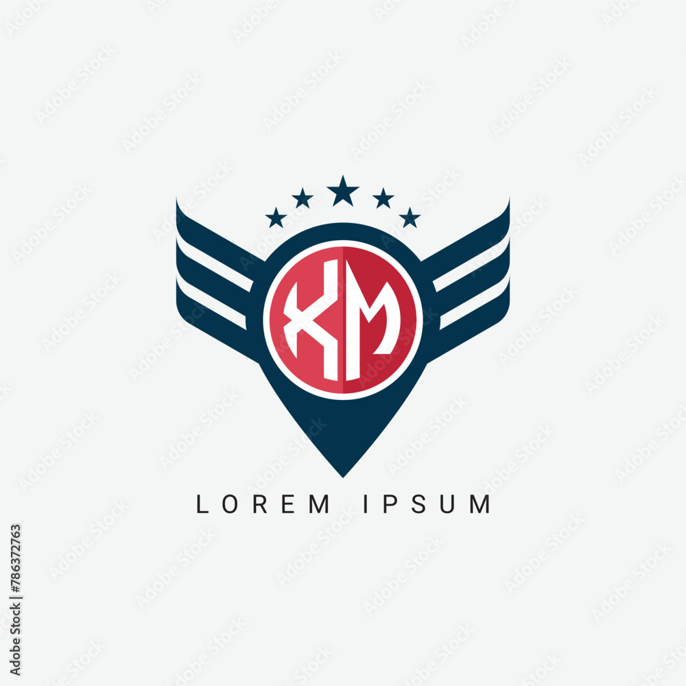 Fototapeta premium Luxury XM MX Letter Wing with Shield Logo template