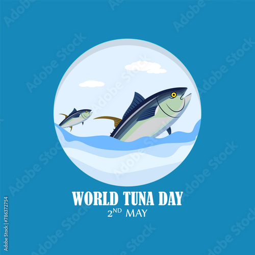 Vector illustration of World Tuna Day social media feed template