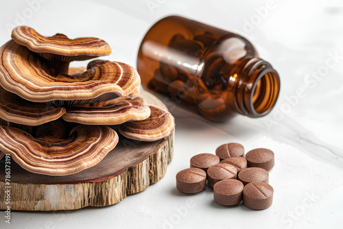 ganoderma mushroom as pills alternative medicine photo