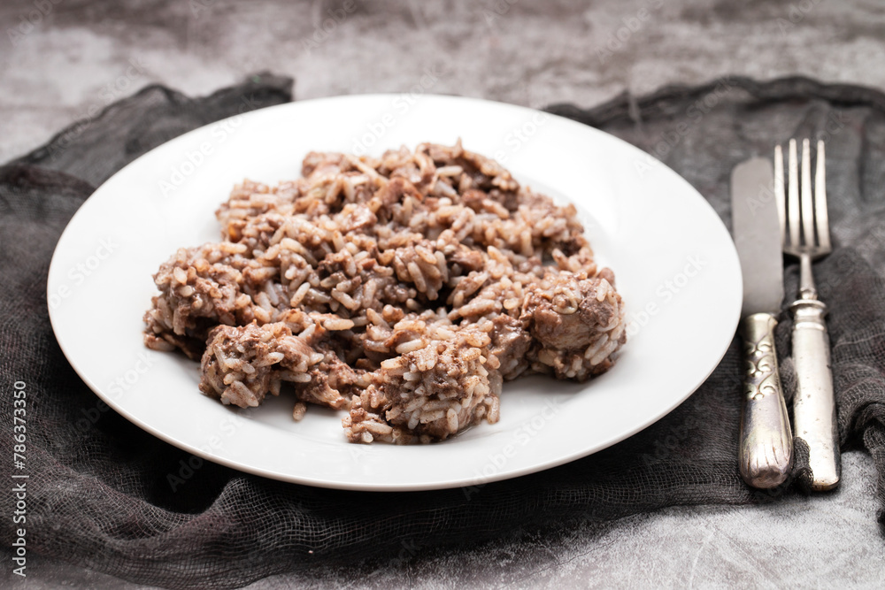 typical portuguese dish chicken with rice on dish typical portuguese dish chicken with rice on dish