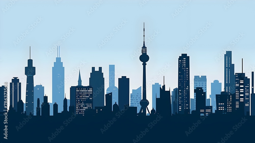 Stylized Cityscape Silhouette with Minimalist Monochrome Aesthetic for Modern Urban Branding and Design
