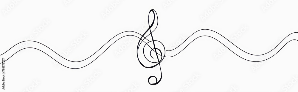 A musical note with simple lines against a white background. A musical note with simple lines against a white background.