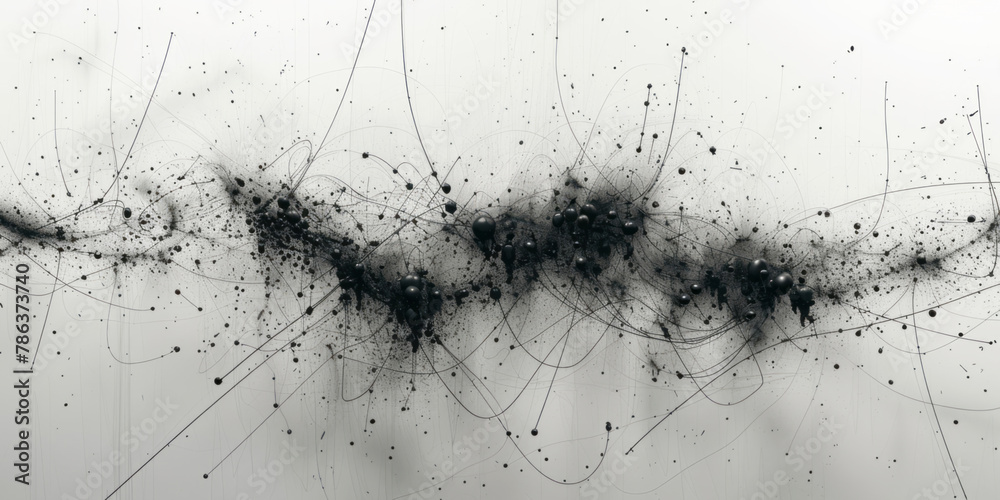 Scattered and tangled lines, symbolizing the complexity of thoughts or feelings, are drawn in a messy scribble style on a white background. - obrazy, fototapety, plakaty 
