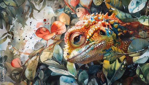 Capture the intricate beauty of endangered flora and fauna in vivid watercolors, showcasing the delicate balance of nature