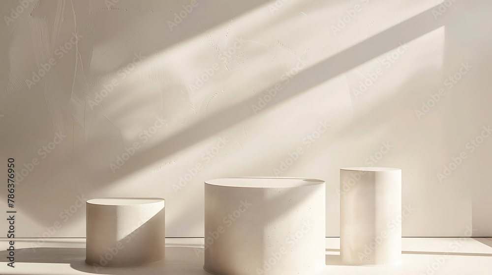 Minimalist Product Presentation Background with Soft Sunlight Shadows and Highlights Minimalist Product Presentation Background with Soft Sunlight Shadows and Highlights