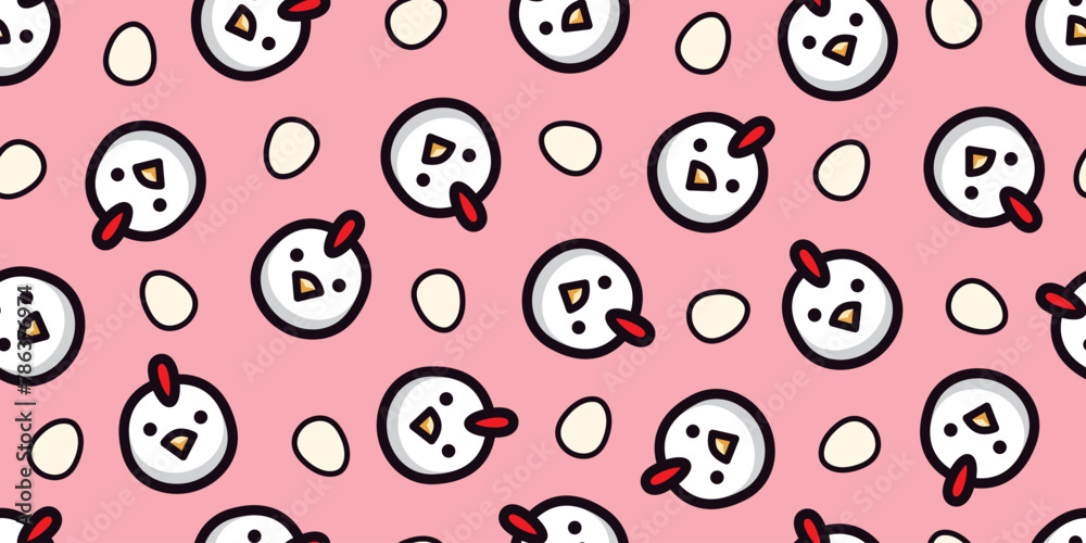 Charming Chicken and Egg Seamless Pattern. Vector.
鶏と卵のシームレスパターン Charming Chicken and Egg Seamless Pattern. Vector.
鶏と卵のシームレスパターン