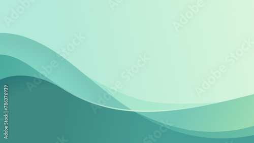 Pastel green mint abstract wave background presentation template
