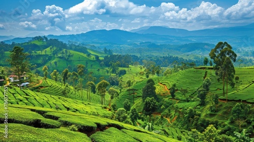 Wallpaper Mural Tea plantation landscape with vibrant colors. Torontodigital.ca