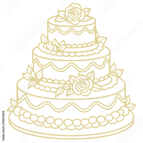 Wedding cake illustration. The background is transparent. © Tatiana