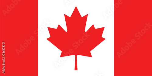 National flag of Canada original size and colors vector illustration, le Drapeau national du Canada or Canadian flag, Canadian Maple Leaf designed by George Stanley