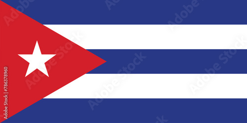 National flag of Cuba original size and colors vector illustration, Bandera de Cuba or Estrella Solitaria and Lone Star flag, Republic of Cuba flag