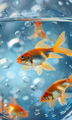 Vibrant goldfish swimming in clear water © StasySin