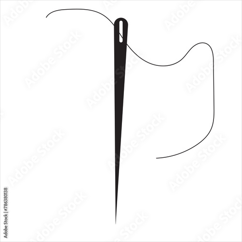 vector sewing needle and thread. Icon. Tailor logo template, fashion icon element, needlework instrument 