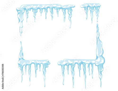 Blue and white Icicles spiked sharp ice vector illustration isolated on white background