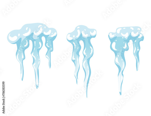 Blue and white Icicles spiked sharp ice vector illustration isolated on white background