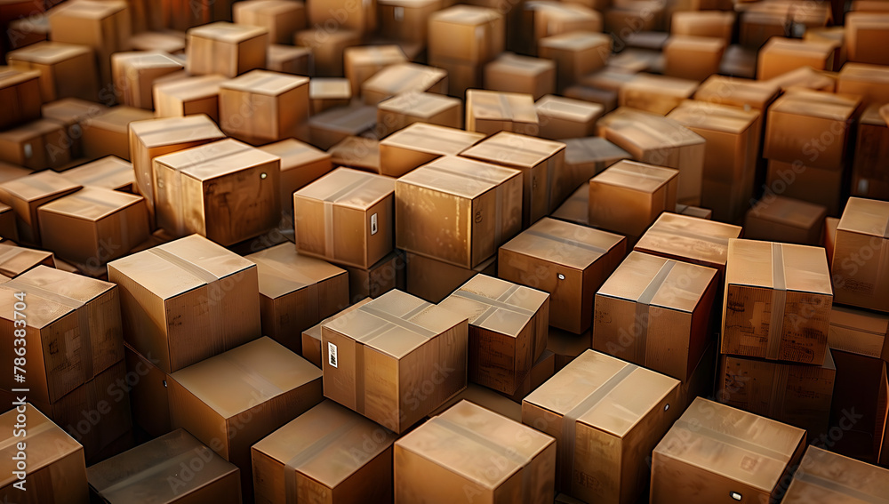Fototapeta premium Cardboard Boxes: A Diverse Display of Packaging Varieties