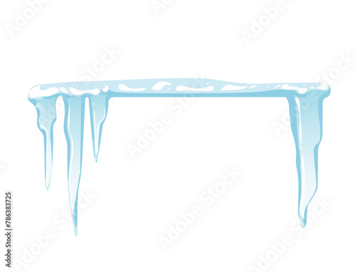 Blue and white Icicles spiked sharp ice vector illustration isolated on white background