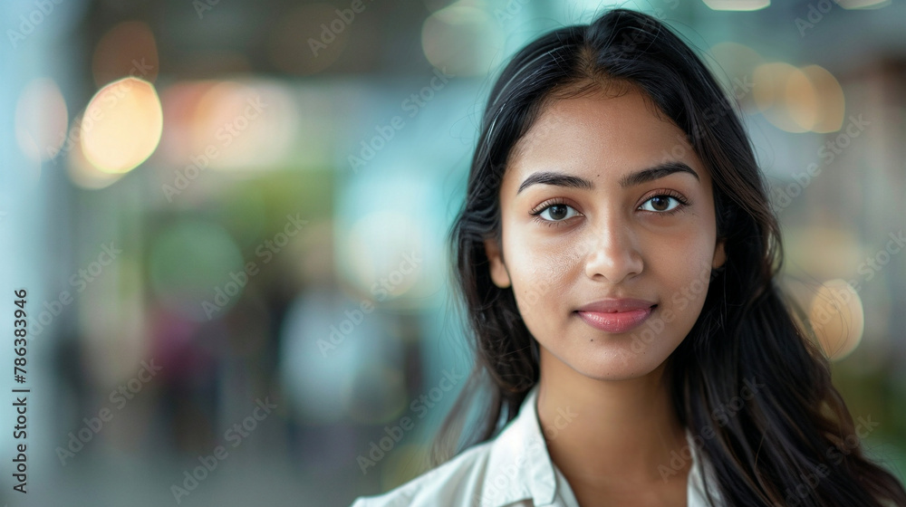 Generative Ai Image Of An Asian Indian Lady In Front Of Blurred Background. Usage As Promo Advertisement To Attract Certain Gender And Ethnicity For Hiring Generative Ai Image Of An Asian Indian Lady In Front Of Blurred Background. Usage As Promo Advertisement To Attract Certain Gender And Ethnicity For Hiring