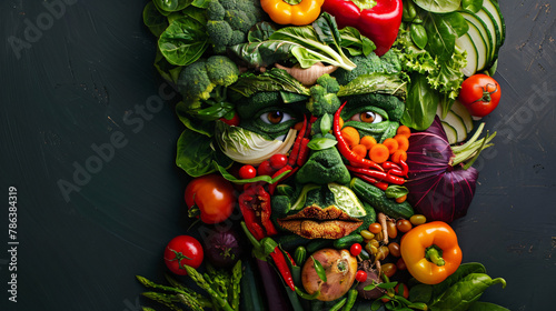 Human representation made of vegetables. 