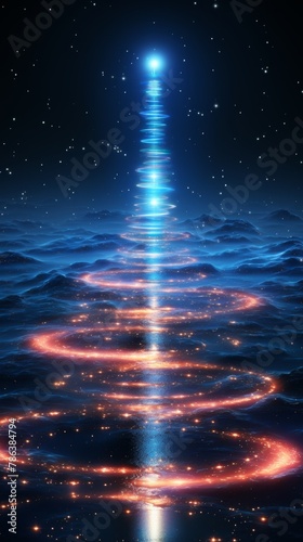 Quantum Entanglement Beacon, pulsating energy waves, bridging star systems in an instant