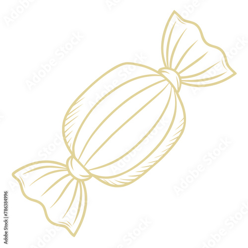 Illustration of candy in a wrapper. The background is transparent. 