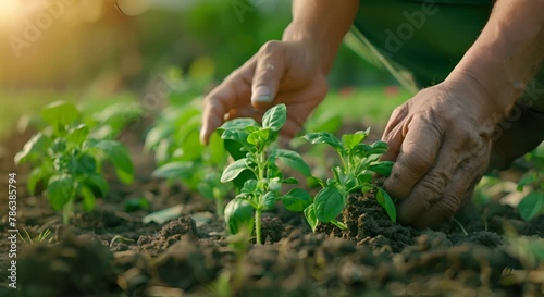 Wallpaper Mural Close up of farmer hands planting growth a seed of vegetable or plant seedling on the field. Business or ecology concept. Torontodigital.ca