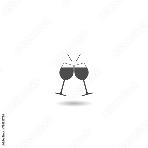 Wine toast icon with shadow