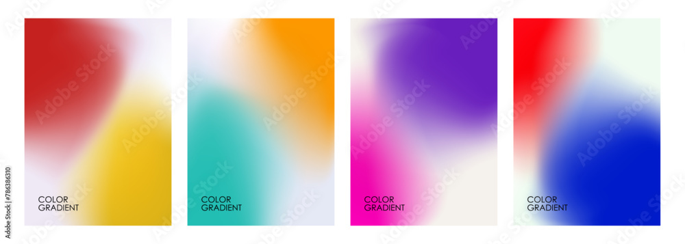 Set of blurred backgrounds. Bright color gradients. Defocused color templates for creative graphic design. Vector illustration.	