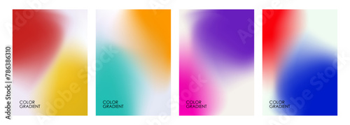 Set of blurred backgrounds. Bright color gradients. Defocused color templates for creative graphic design. Vector illustration. 