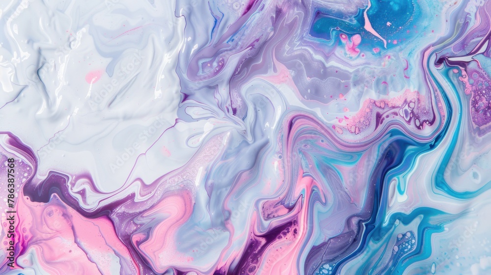 Fluid art painting. Abstract decorative marble texture. Background with liquid acrylic. Mixed paints for poster or wallpaper. Modern art. Psychedelic colors. White, purple, pink and blue Fluid art painting. Abstract decorative marble texture. Background with liquid acrylic. Mixed paints for poster or wallpaper. Modern art. Psychedelic colors. White, purple, pink and blue