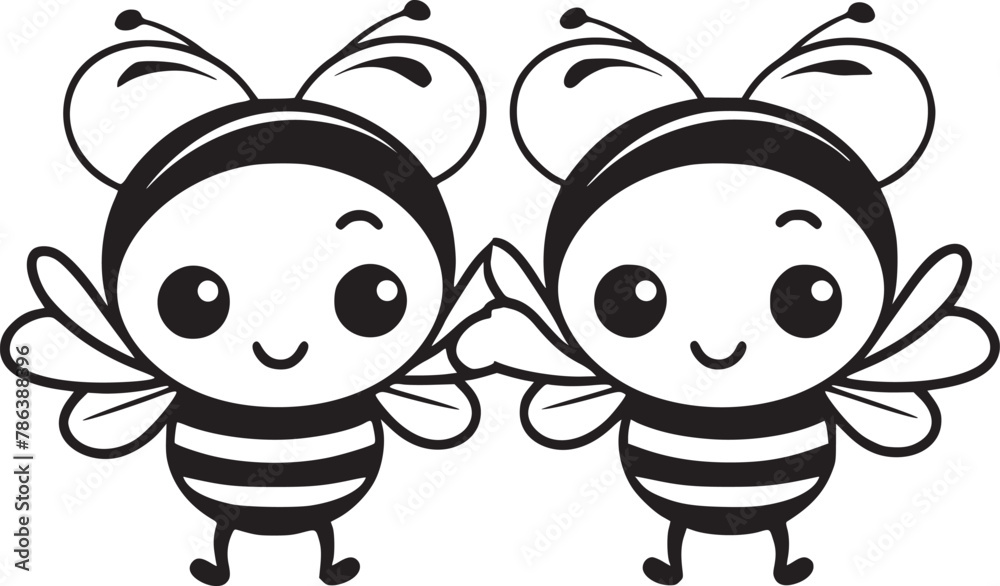 cute bee cartoon and heart sign symbol on white background vector illustration cute bee cartoon and heart sign symbol on white background vector illustration